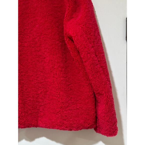 Sam Edelman Short Front Zip Teddy Coat Patch Pockets Hot Pink Faux Fur Small NWT - Picture 12 of 15